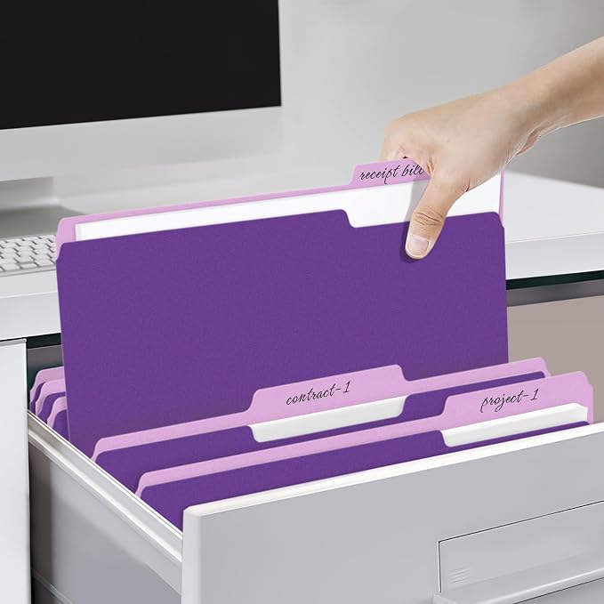 SUNEE File Folders, 100 Pack Manilla Folders 8.5 x 11, Colored File Folders - Image 6