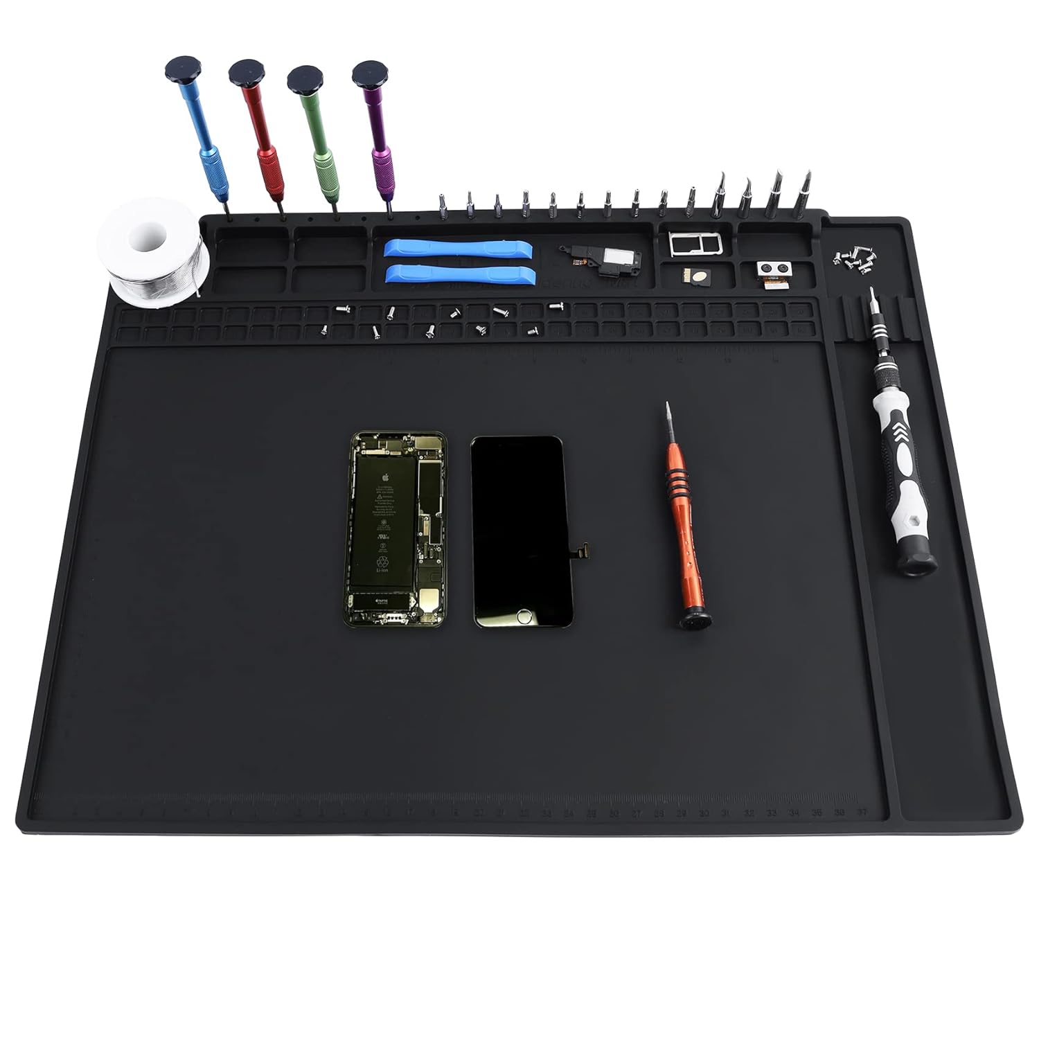 Anti Static Mat Includes ESD Wristband and Grounding Wire and Grounding Plug for Electronics Repair, Premium Heat Resistant ESD Safe Soldering Mat (17.7" x 13.6")