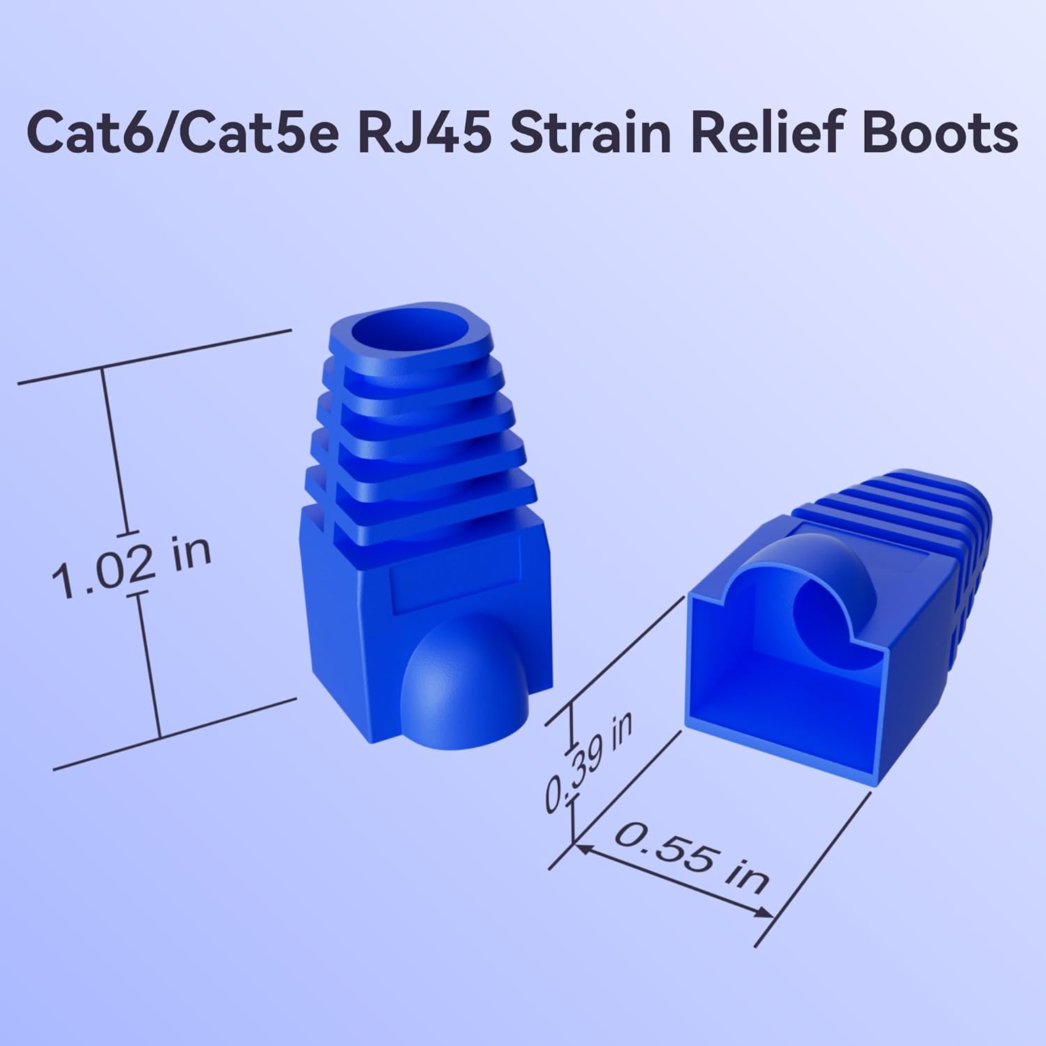 CableGeeker 100-Pack Cat6 / Cat5e RJ45 Strain Relief Boots, RJ45 Boot, Cat 6 Boot, Cat6 Ethernet Boots, Suitable for 6.5mm(0.26in) Ethernet Cables (Round-Press Blue)