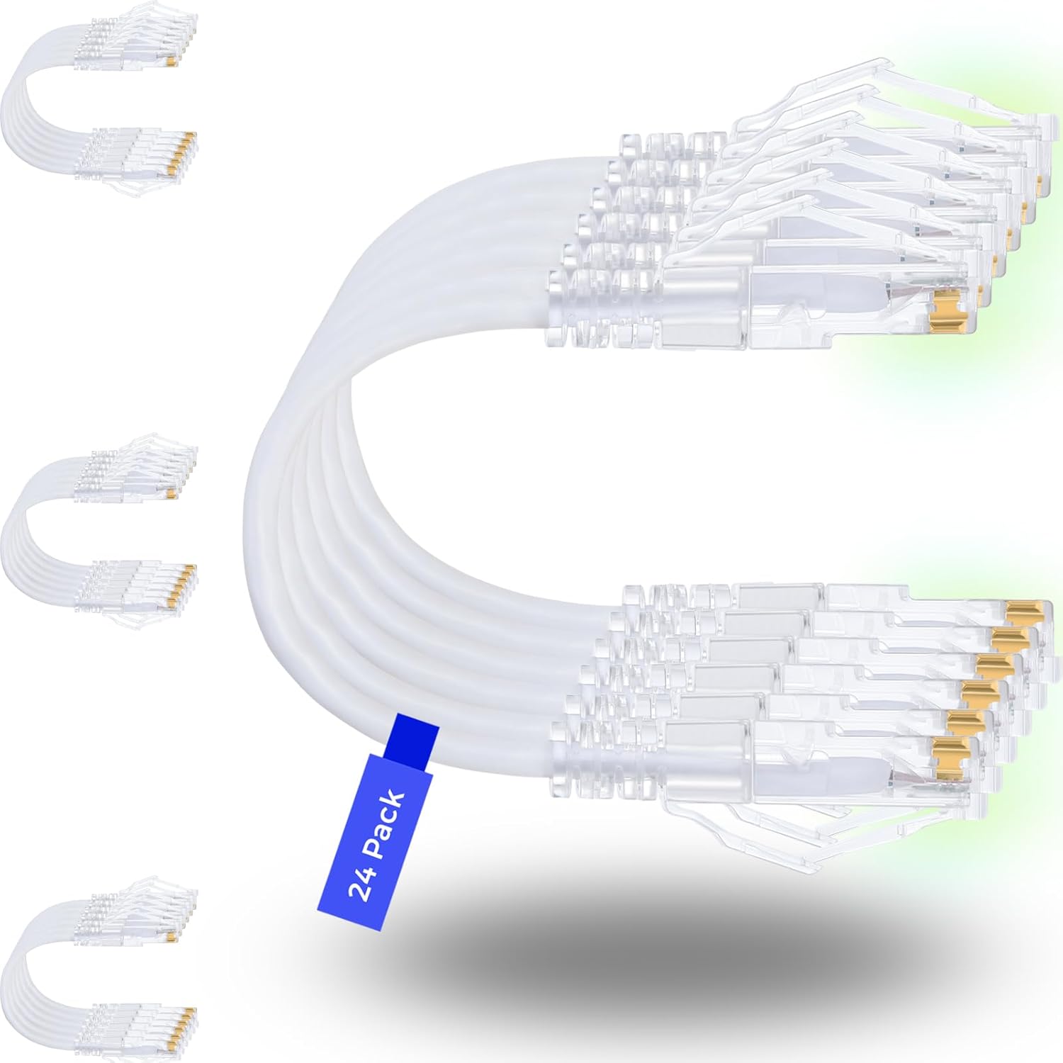 Rapink Patch Cables Cat6/ Cat6a 3ft (24 Pack) Slim, Cat6a Ethernet Patch Cable 10G Support, Snagless Cat 6 Patch Cable for Patch Panel to Switch, Flexiable Cat6 Ethernet Cable White