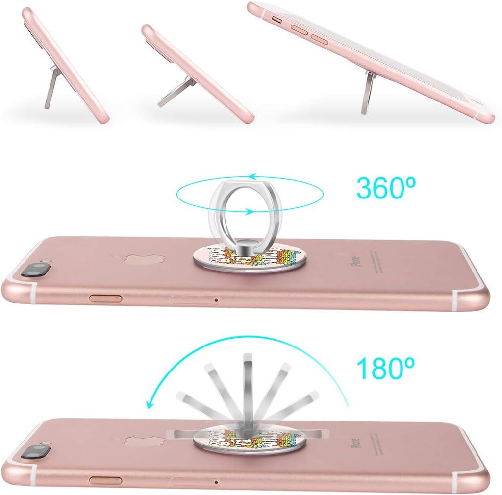 Bonoma Phone Ring Holder, 3 Pack Good Vibes Only Universal Finger Ring Stand Grip Kickstand Compatible with Smartphones and Tablets