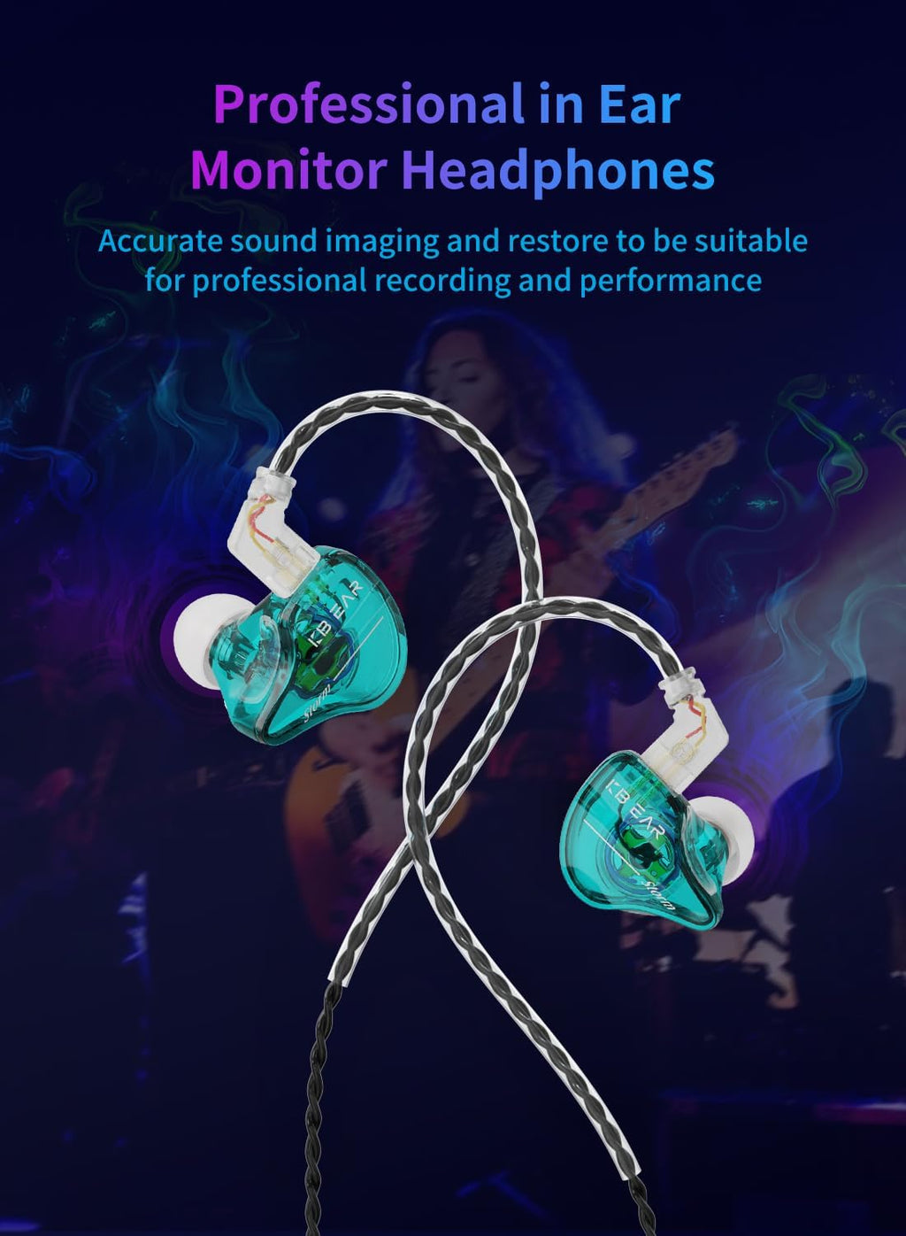 KBEAR Storm Wired Earbuds in Ear Headphones for Singers Musicians on Stage Studio Church,Crisp Clarity Sound Nice Round Bass IEM Earphones Monitor Hi Res Detachable OFC Silver-Plated Cable