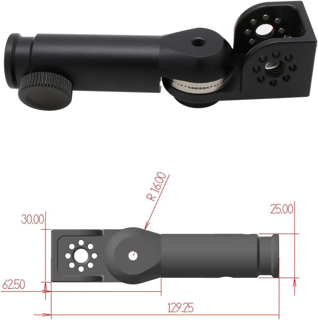 Tripod Mount Adapter and 3/8" 1/4" Bracket Block Cube 180 Swivel Rotation for Camera Video Monitor, Lens Motor, Microphone, Teradek Wireless System, Black
