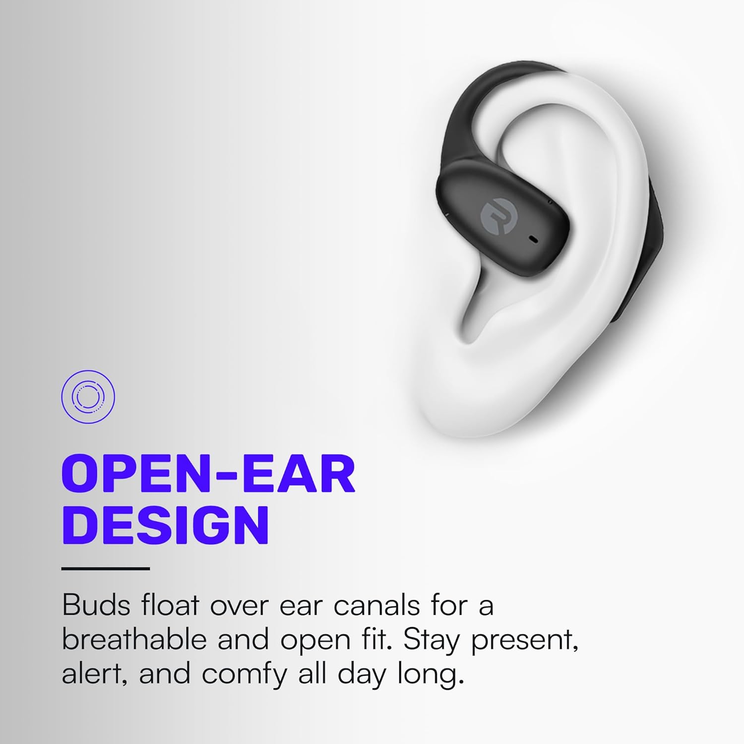 Raycon Essential Open Earbuds – True Wireless Open Ear Bluetooth 6.0 Headphones, Ultra-Lightweight, Comfort Hook Design, IPX5 Water Resistant, 36 Hours of Battery Life (Blue)