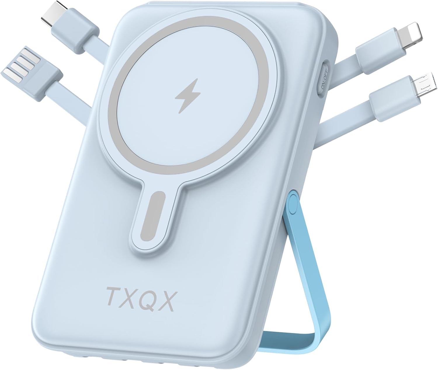 Wireless Portable Charger 10000mAh,Magnetic Power Bank with Built-in Cables LED Display,22.5W PD Fast Charging for Magsafe Battery Pack Compatible with iPhone16/15/14/13/12/Pro/Pro Max(Blue)