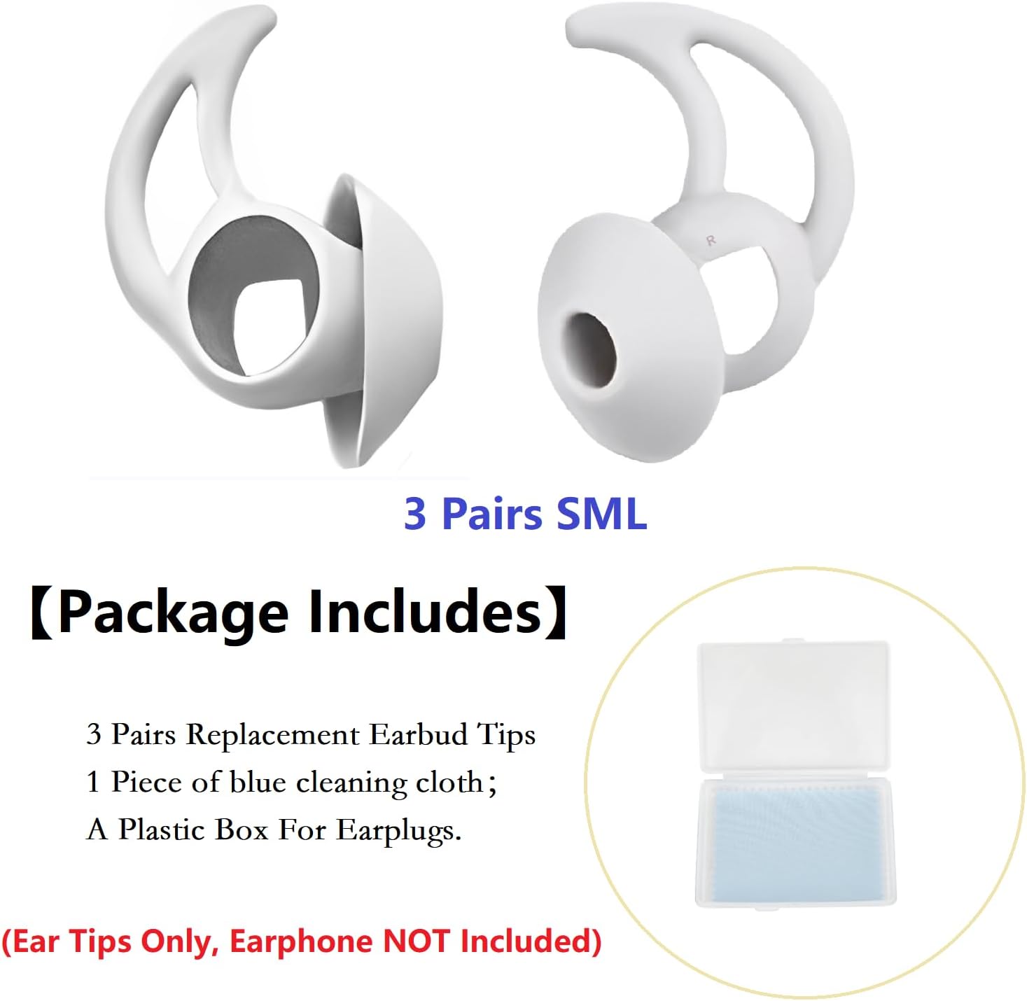 Silicone Earbud Tips Compatible with Bose QuietComfort Earbuds and Sport Earbuds,3 Pairs,Silver