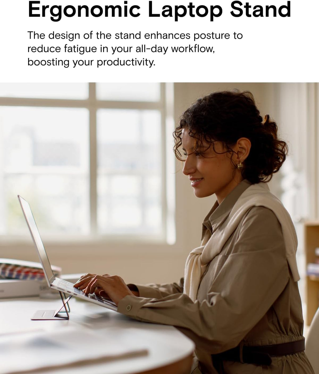 MOFT Laptop Stand for Desk, Adhesive MacBook Computer Stand with 2 Adjustable Viewing Angles, Foldable and Portable Laptop Riser Compatible with 11"-16" Laptops, Earthen Beige