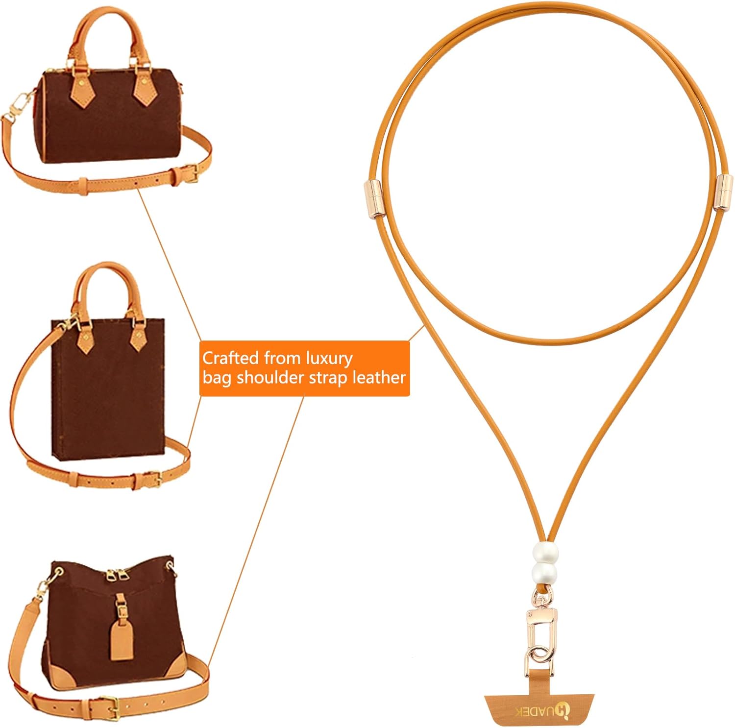 Cell Phone Lanyard Detachable Phone Chain Strap Leather 2-in-1 anti theft phone strap Multifuctional Compatible with Most Smartphones