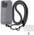 Universal Phone Lanyard, Anti-Theft Crossbody Strap for iPhone 16 Pro Max and Most Smartphones, Adjustable Cell Phone Neck Holder w/2 Non-Adhesive Tether Tab for Men and Women, Charcoal/Black