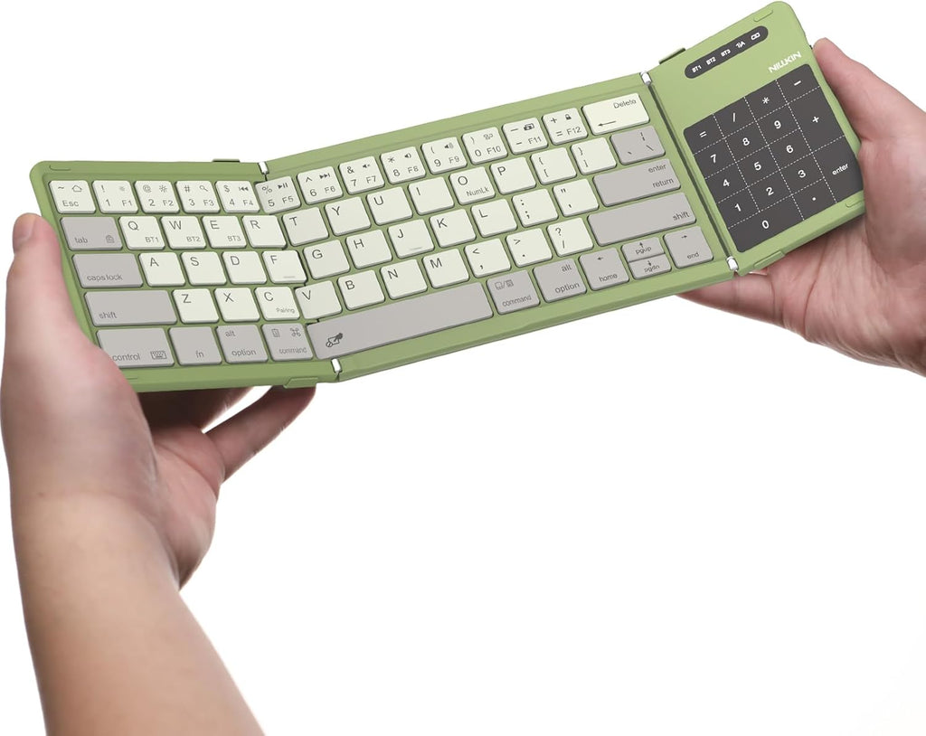 Nillkin Foldable Keyboard with Touchpad, Bluetooth Keyboard with Number Pad, Full Size Keys, Large Trackpad Small Travel Portable Keyboards for iPad Laptop PC Tablets - Green