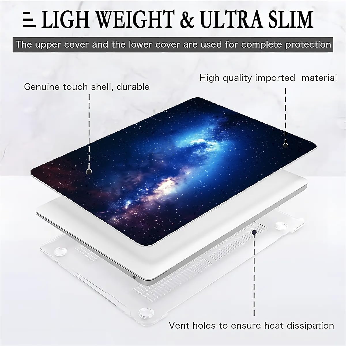 Compatible with MacBook Air 13.3 13.6 Inch Case 2022 2021 2020 2019 Plastic Hard Shell Case Cover,13.3 Air (A1932/A2179/A2337), Milky Way Galaxy