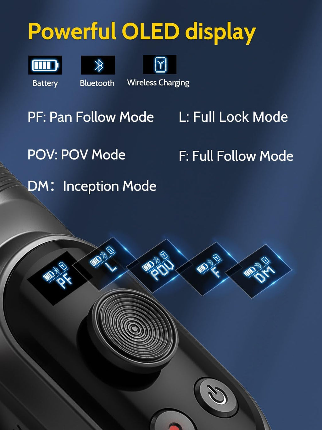Professional Gimbal Stabilizer for Smartphone,RGB Magnetic Refill Light,OLED Display LED Light,face Tracking,Gesture Control,Professional 3-axis stabilizer for Android &iPhone, AOCHUAN XPRO KIT Black