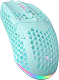 SM600 Honeycomb Shell Gaming Mouse Wireless,8000 DPI Tri-Modes BT5.1/2.4G Wireless/Type-C Wired Gamer Mouse with 2 Side Buttons, Macro Programmable and RGB Light for PC/Mac/Laptop,Green