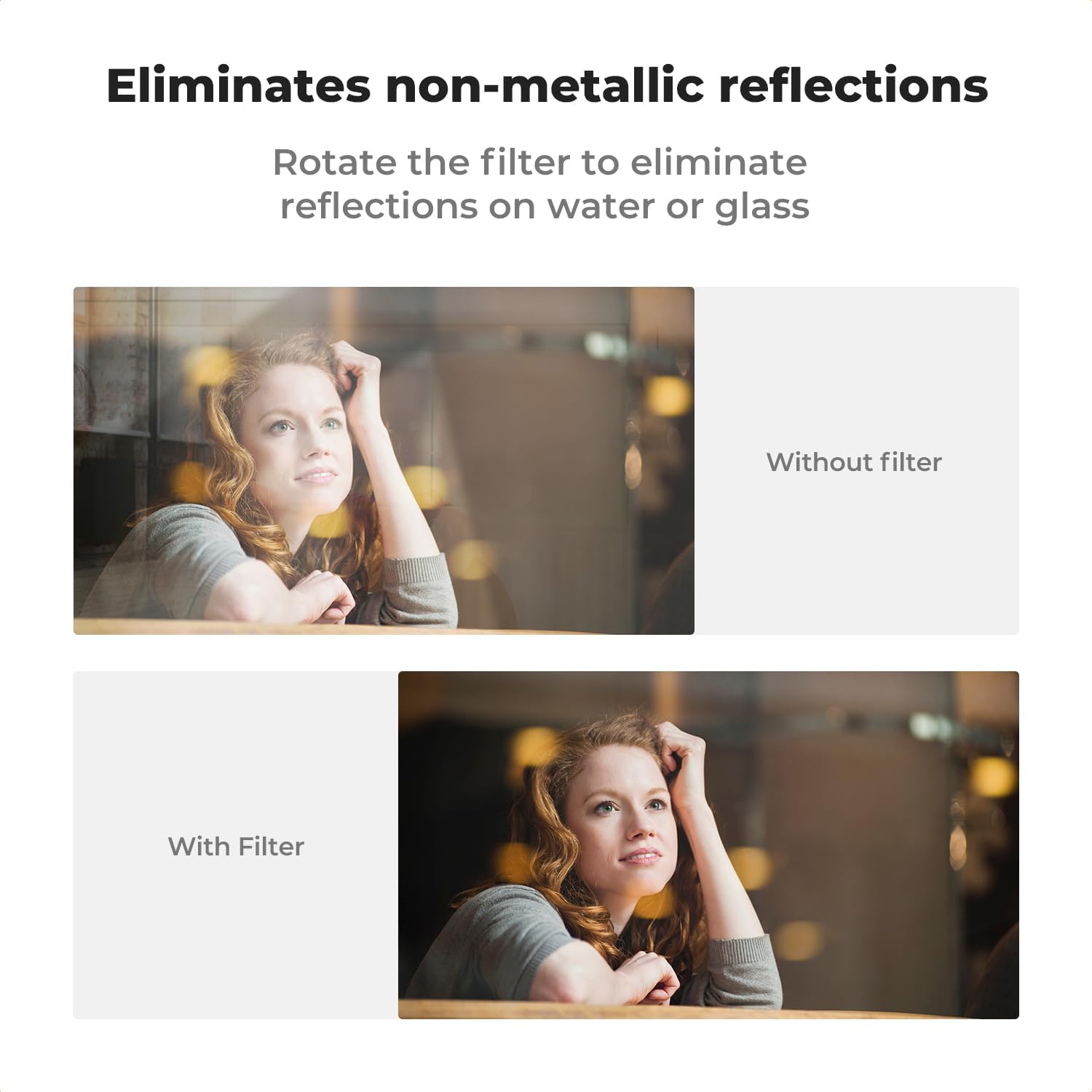 K&F Concept 52mm Clip-on CPL Phone Camera Lens Filter Kit, Circular Polarizer Polarizing Filter Compatible with iPhone 15 14 13 12 11
