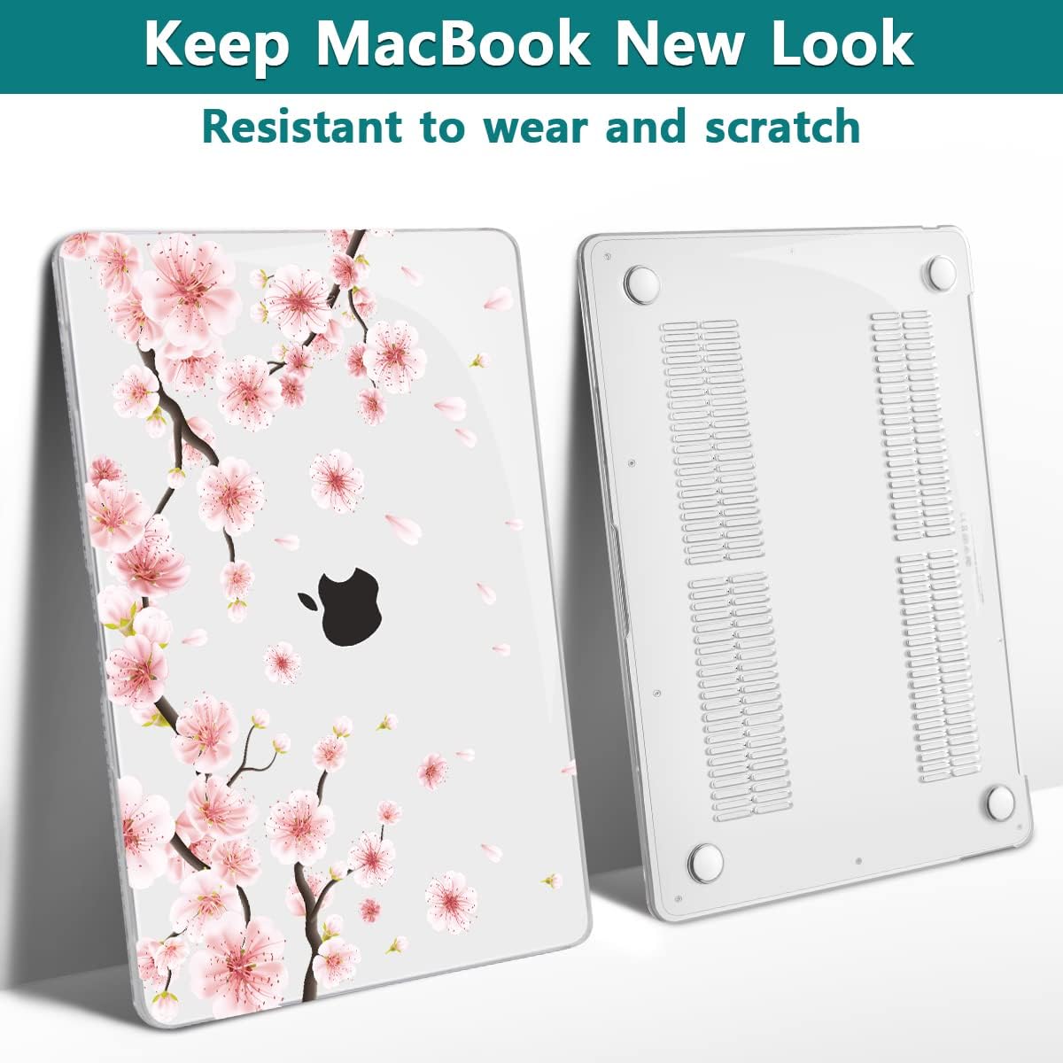 Teryeefi MacBook Pro 13 Case 2022 2021 2020-2016 Model M2 M1 A2338 A2289 A2251 A2159 A1989 A1706 with Touch Bar Touch ID, Plastic Hard Cover Shell + Keyboard Skin Screen Protector, Cherry Blossoms
