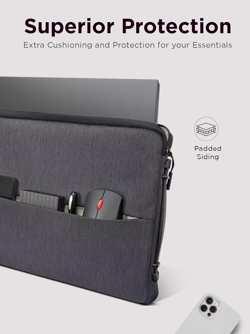 Lenovo Urban Laptop Sleeve 15.6 Inch for Laptop/ Notebook/Tablet Compatible with MacBook Air/Pro Water Resistant - Charcoal Grey