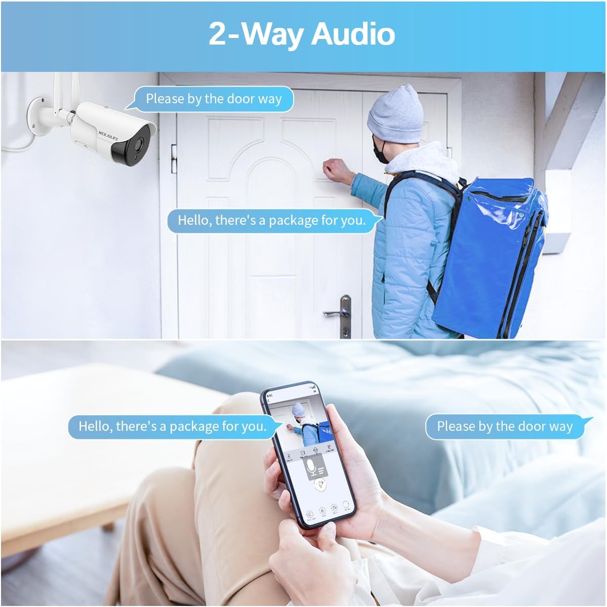 WEILAILIFE 【Dual Antenna Enhanced & 2-Way Audio】 Outdoor Wireless Security Camera System, WiFi Video Surveillance, Wireless Surveillance Camera System, Home Security Cameras