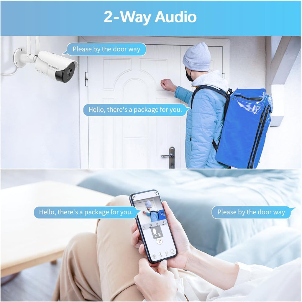 WEILAILIFE 【2-Way Audio & Dual Antenna Enhanced】 90ft Night Vision Outdoor Wireless Security Camera System, Wireless Surveillance Camera System, WiFi Video Surveillance, Home Security Cameras