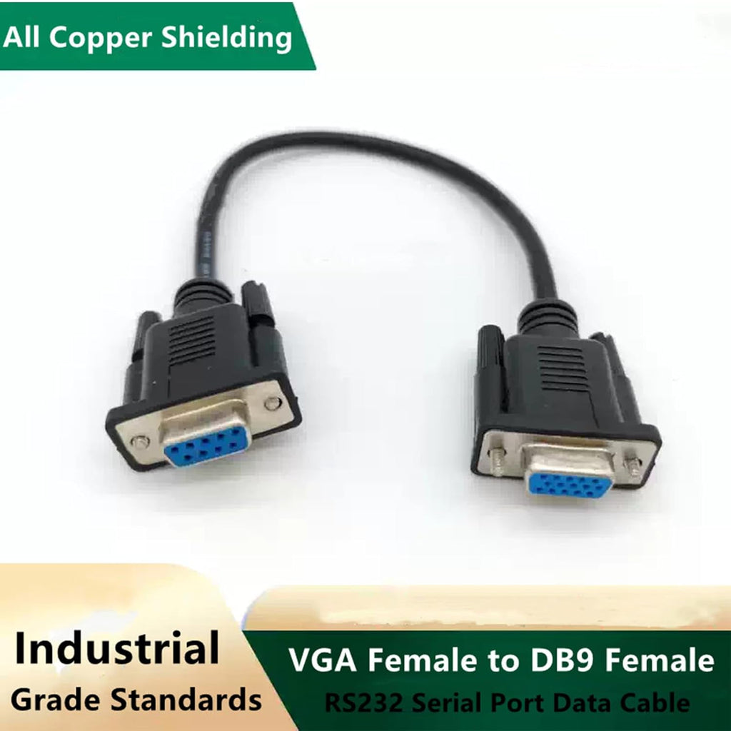 DB9 Female to VGA Female 15Pin Three-Row Signal Transmission Cable, VGA to DB9 Serial RS232 Data Cable for Mutual Transmission of Signals Between 9Pin Video Devices and Computers 3Meter