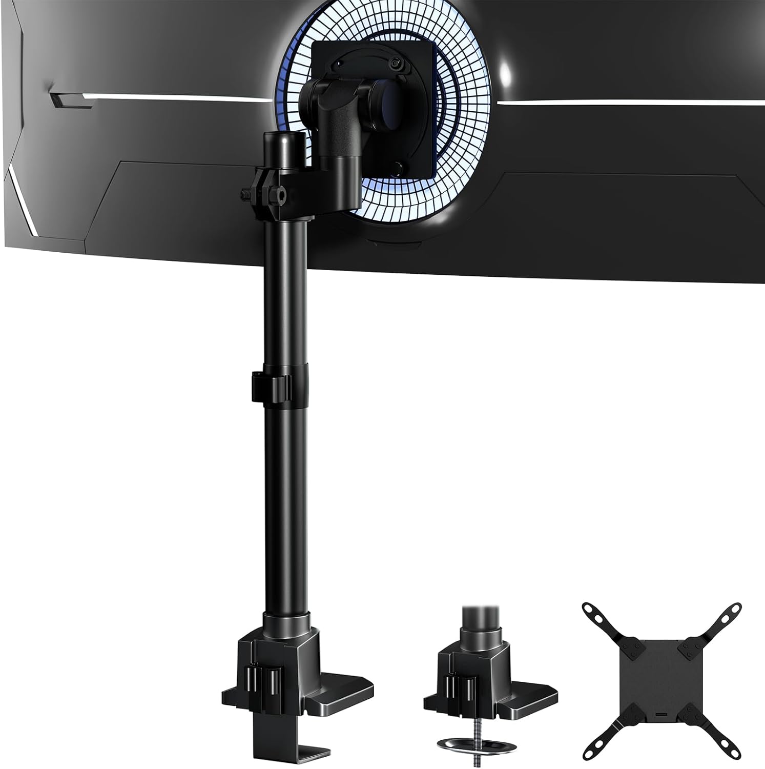 Monitor-Arm Ultrawide Heavy Duty 24-57'' - Aluminum Single Monitor Mount Holds up to 59.4lbs, Adjustable Desk Mount Stand, VESA75/100/200mm, Black