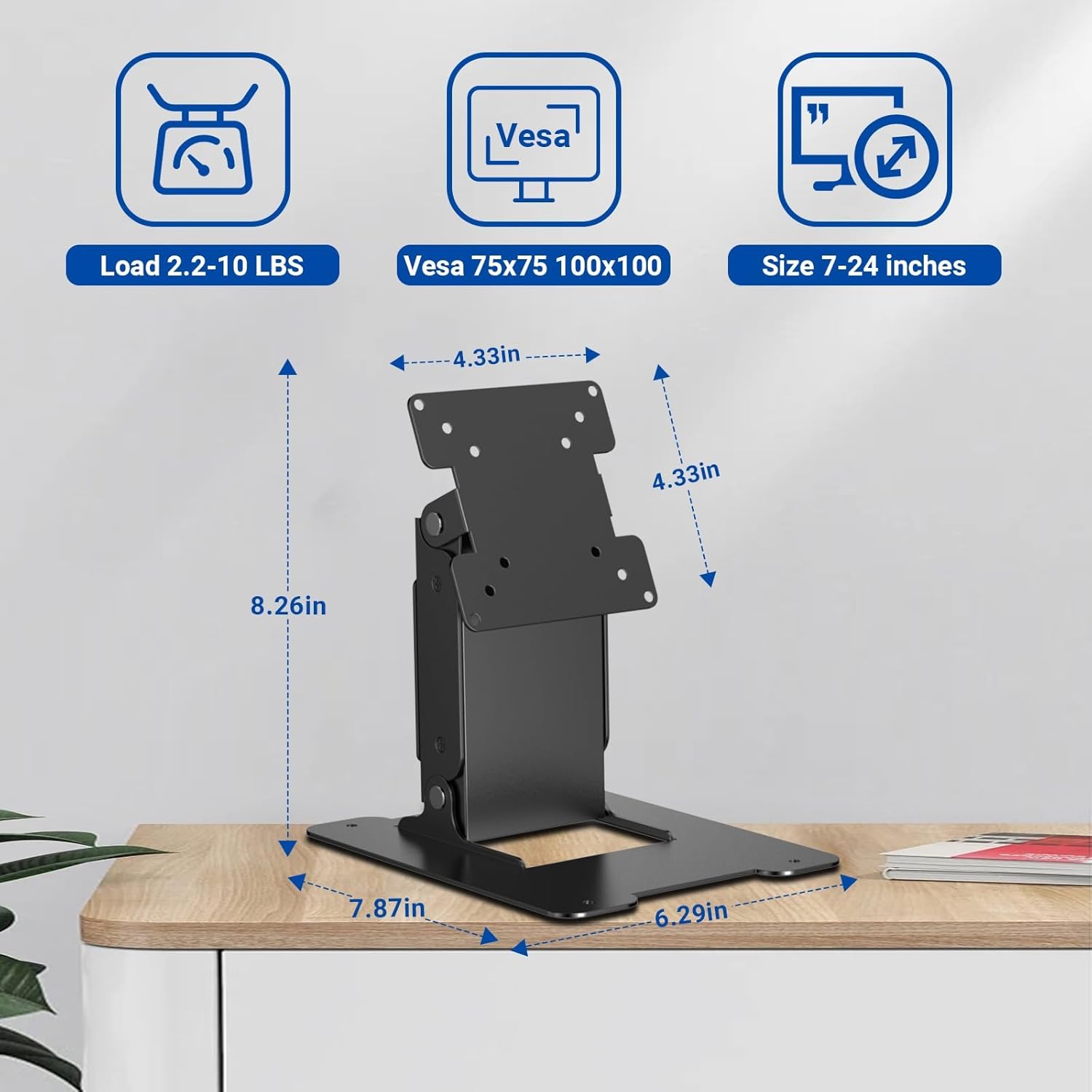 Touch LCD Monitor&All in One PC Stand All Metal Holder Sturdy with VESA Hole 75x75mm&100x100mm