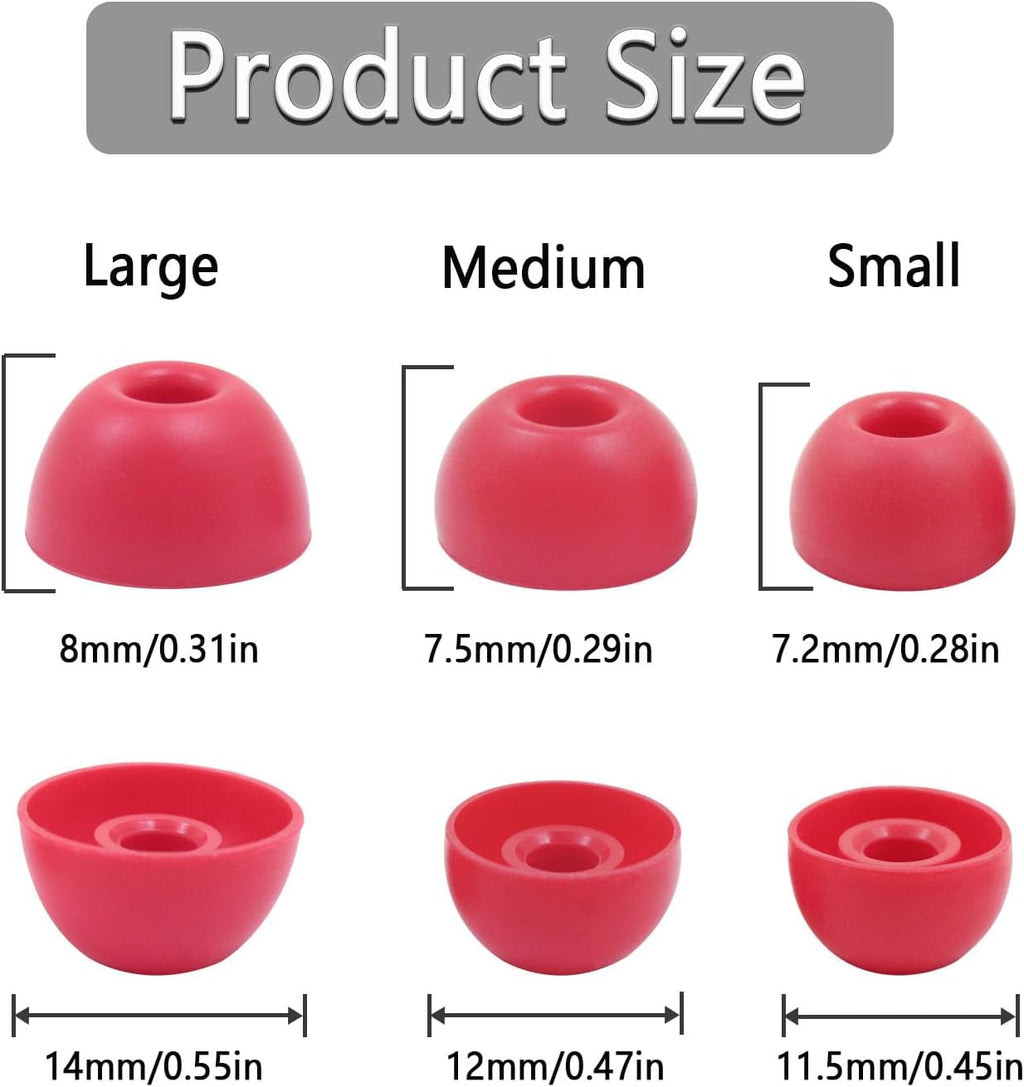 Replacement Silicone Ear Tips for Beats Fit Pro/Studio Buds/Studio Buds+ Headphone, 6 Pairs Earbuds Eartips L/M/S, Eargels Set Fit in Case, Earplug Ear Cap (Red with Pen)