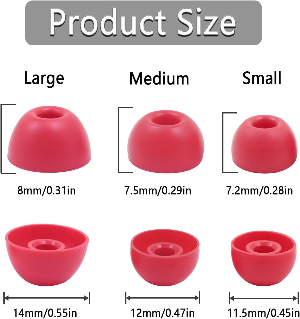 Replacement Silicone Ear Tips for Beats Fit Pro/Studio Buds/Studio Buds+ Headphone, 6 Pairs Earbuds Eartips L/M/S, Eargels Set Fit in Case, Earplug Ear Cap (Red)