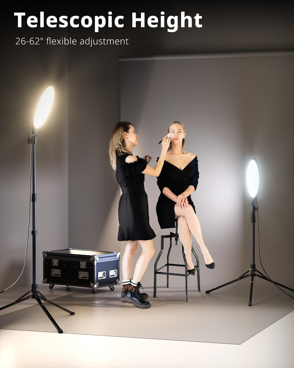 UBeesize 10" LED Light with 62" Tripod Stand, Phone Holder & Remote for iPhone, Video, TikTok, YouTube, Live Streaming, Makeup