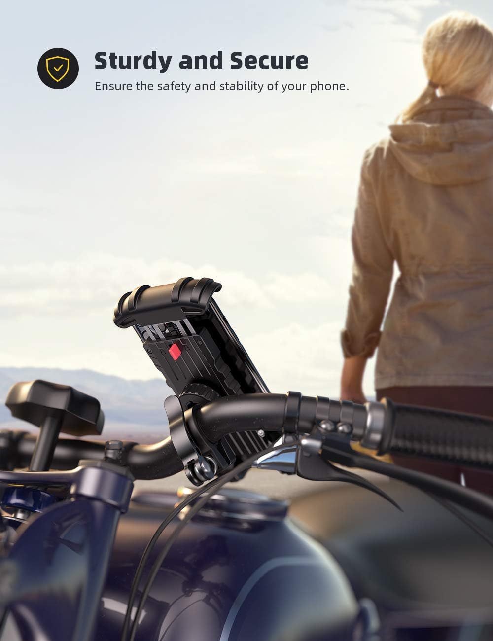 Lamicall Bike Phone Holder, Motorcycle Phone Mount - Adjustable Motorbike Phone Holder for iPhone 15 14 13 12 Pro Max Mini, 11 Pro Max Xs 8 X 8P 7 6S, Samsung S10 S9, Huawei, 4.7-6.8 Devices