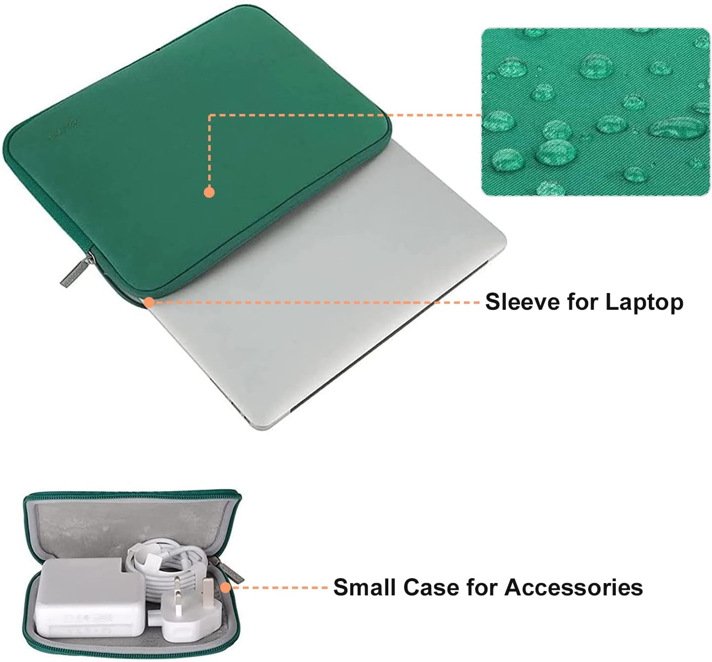 MOSISO Laptop Case 13.3 inch, 13-13.3 inch Laptop Sleeve Bag Compatible with MacBook Air/Pro 13/Pro 14 M5 M4 M3 M2 M1, HP Dell ASUS Lenovo, Neoprene Computer Sleeve Bag with Small Case, Peacock Green