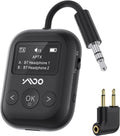 YMOO Bluetooth 5.4 Transmitter Receiver for Airplane, Wireless Bluetooth Adapter Travel Essentials, Supports to 2 Headphones, 25H Playtime, 2-in-1 Adapter with LED Display for TVs Gym Car Home