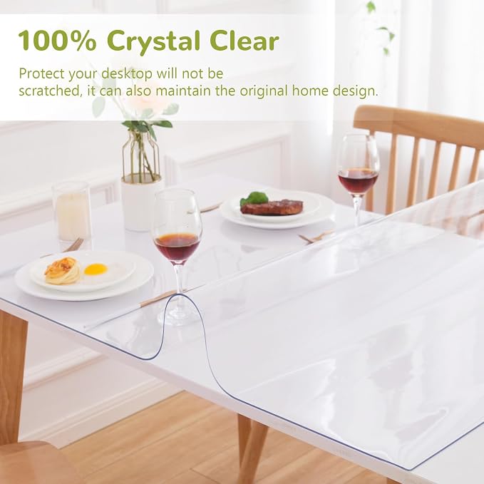 35 x 60 Inch Clear Table Cover Protector, 1.5mm Plastic Table Cover, Waterproof - Image 5