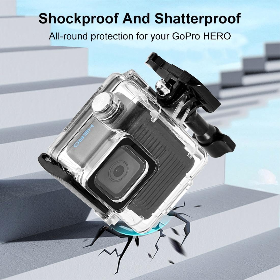 Waterproof Case for Go Pro Hero 4K, FotStdio 196ft/60m Underwater Diving Protective Housing Shell for Go Pro Hero 4K 2024 Compact Action Camera with Mount Accessories Kit