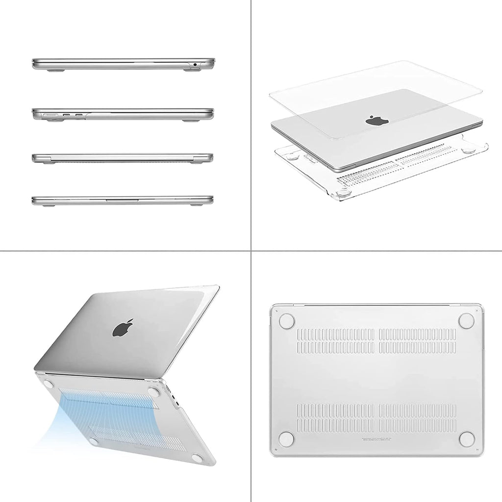MOSISO Compatible with MacBook Air 13 inch Case 2025 2024 2023 2022 M4 A3240 M3 A3113 M2 A2681, Plastic Hard Shell&Keyboard Cover&Screen Film&Type C for MacBook Air 13.6 inch Case, Crystal Clear