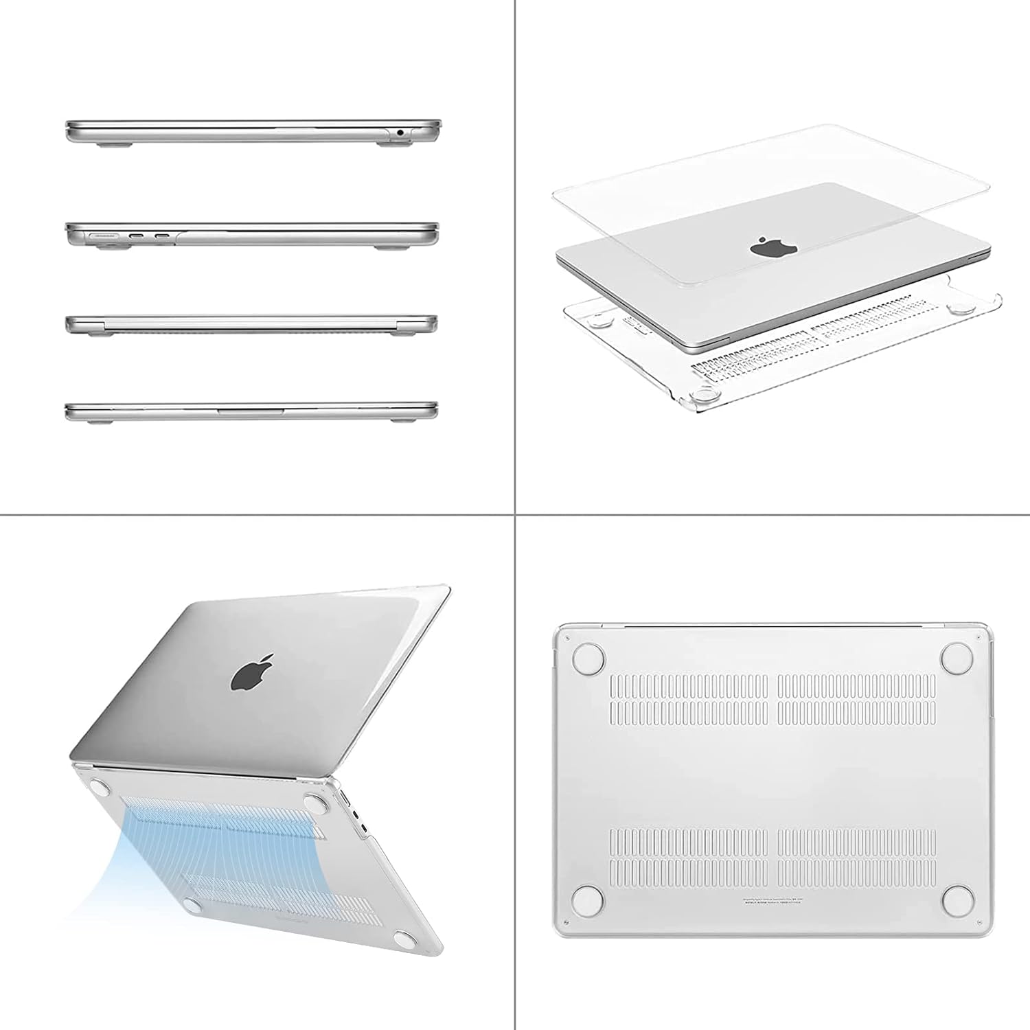 MOSISO Compatible with MacBook Air 13 inch Case 2025 2024 2023 2022 M4 A3240 M3 A3113 M2 A2681, Plastic Hard Shell&Keyboard Cover&Screen Film&Type C for MacBook Air 13.6 inch Case, Crystal Clear