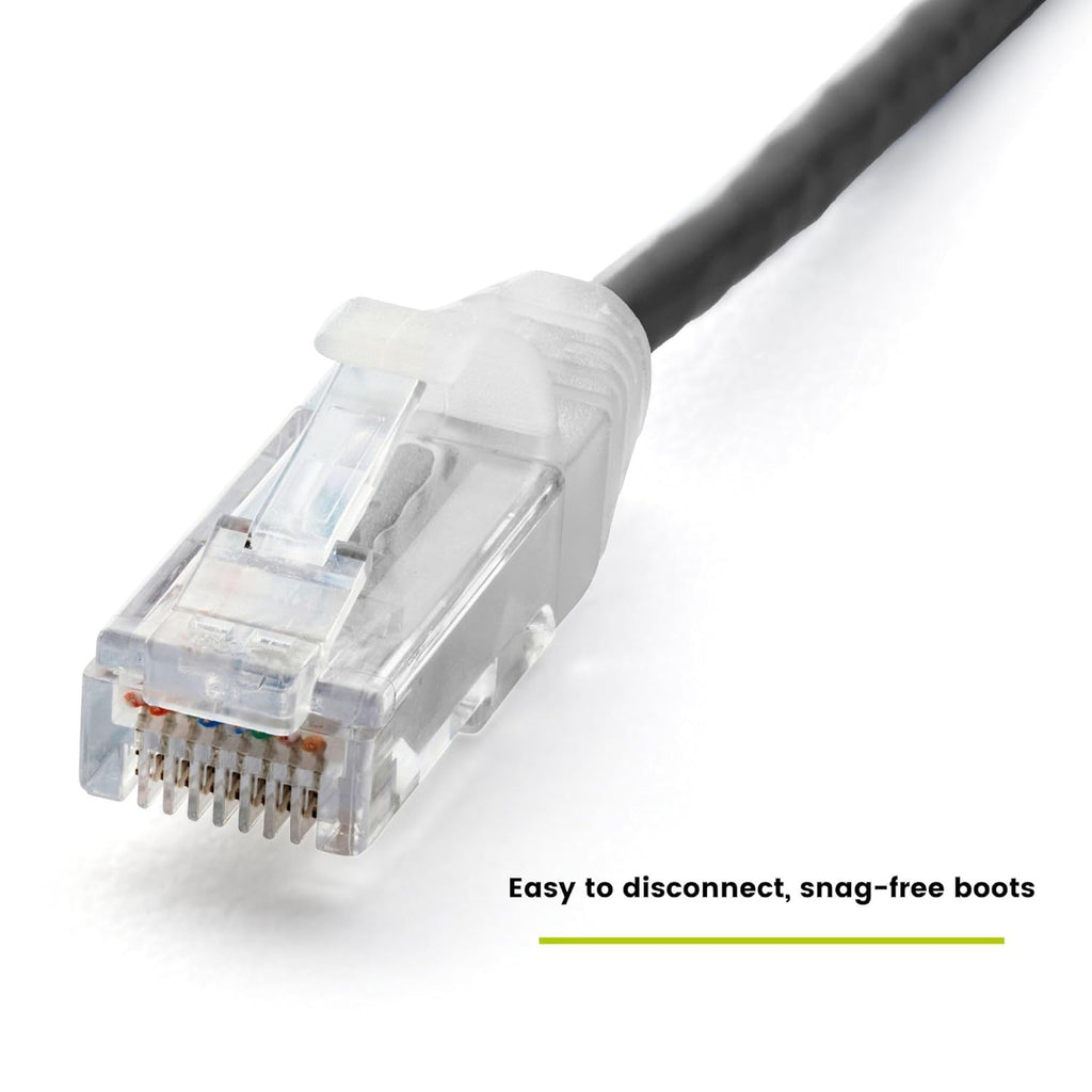 TRUECABLE Cat6 Component Rated Patch Cable, Unshielded (U/UTP), 1ft, Black, 28AWG Solid Copper, Snagless 10G High-Speed Ethernet Cable, PoE++ 4PPoE 100W, UL Listed, RoHS-3, 1 Pack
