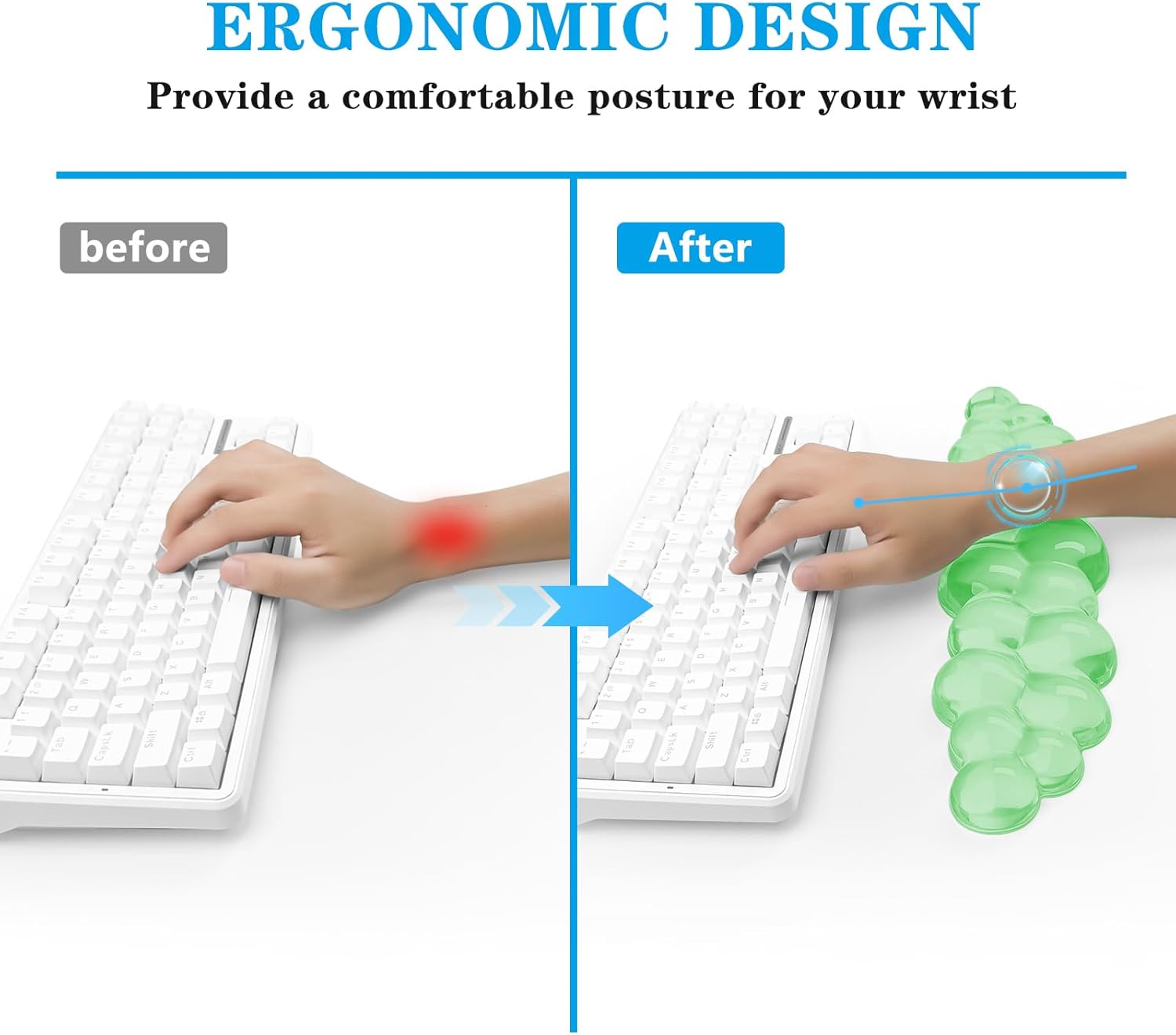 Gel Cloud Keyboard Wrist Rest, Cute Wrist Support and Arm Support Keyboard Rest for Keyboard Typing Pain Relief，Suitable for Office/Computer/Laptop/Gaming（Keyboard Wrist Rest Green）