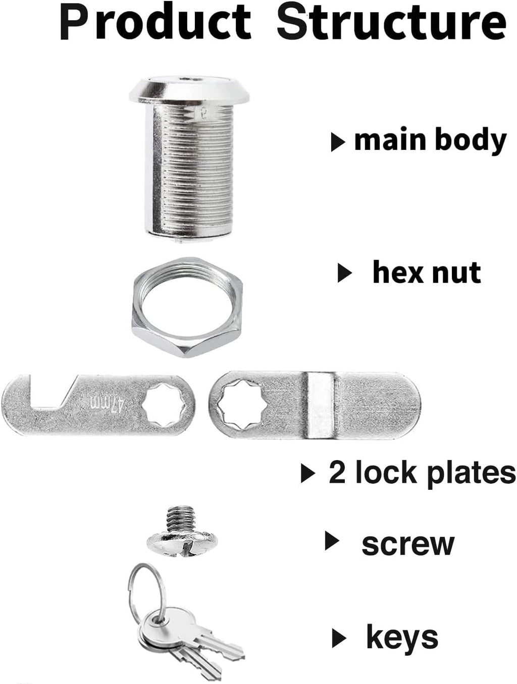 Cam Locks Keyed Alike, 1'' Cabinet Lock Fits on 3/4'' Max Door Thickness, Secure File Drawer Mailbox RV Storage Replacement Set, Zinc Alloy (1 Inch 6Pcs)