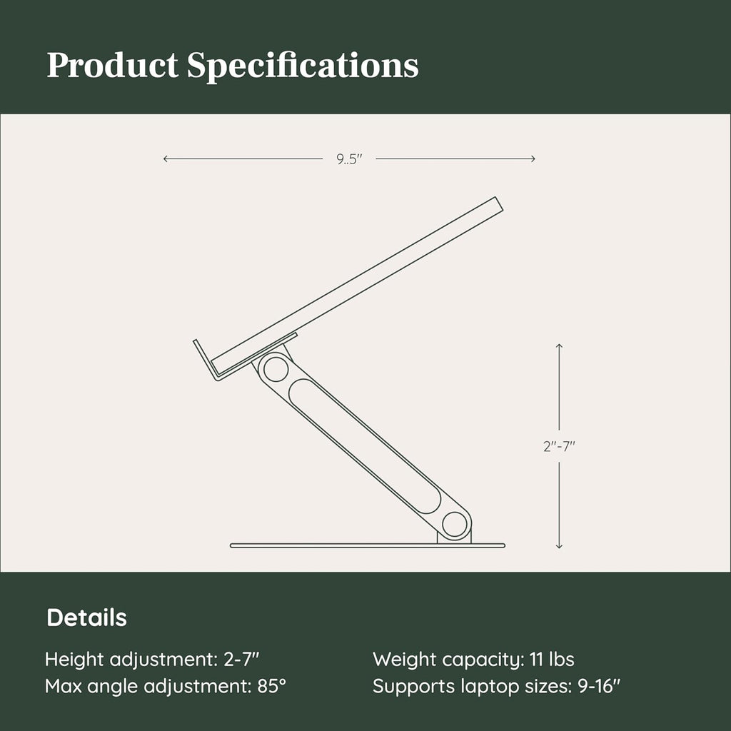 Branch Adjustable Laptop Stand - Elevate Ergonomics & Reduce Strain, Laptop Riser Customizable Height & Angle, Portable & Robust Design for Home or Office, Secure Silicon Grips - Woodgrain