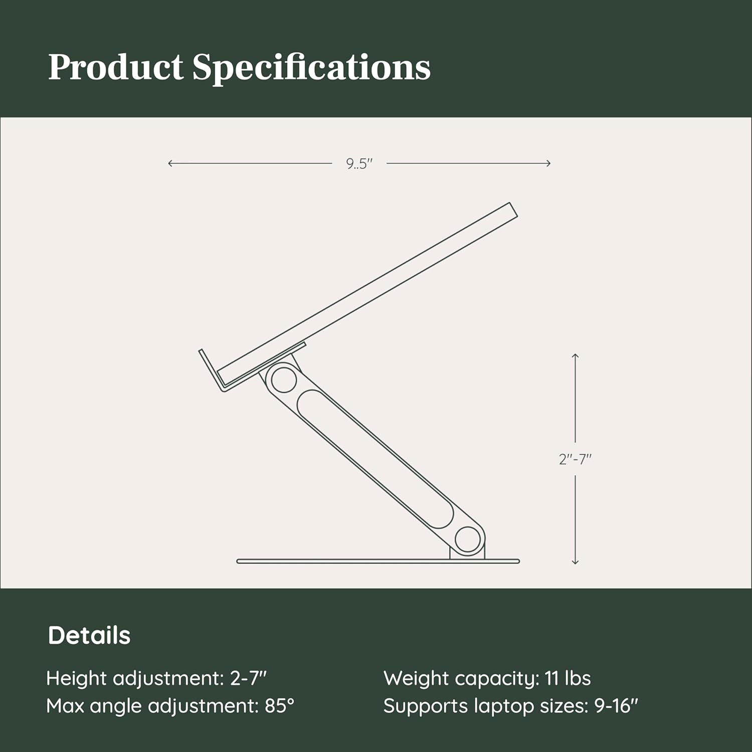 Branch Adjustable Laptop Stand - Elevate Ergonomics & Reduce Strain, Laptop Riser Customizable Height & Angle, Portable & Robust Design for Home or Office, Secure Silicon Grips - Walnut