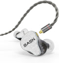 BASN Bmaster5 in Ear Monitors, 5 Drivers Drummer Headphones with Powerful Bass, Noise Isolation IEM Earbuds with Detachable MMCX Sliver-Plated OFC Cable for Musicians (Glacier White, MMCX)