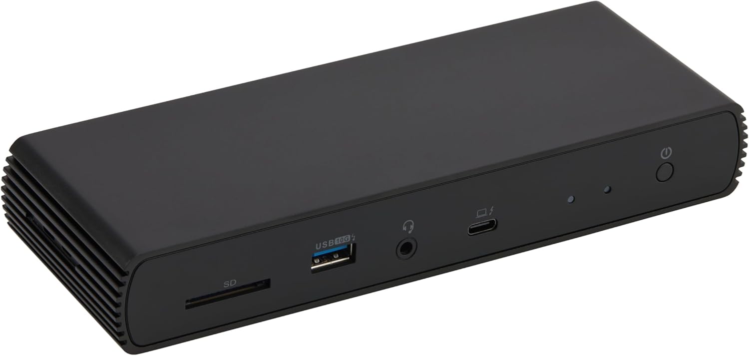 Amazon Basics Thunderbolt4/USB4 Pro Docking Station,2xTBT4,1xHDMI2.1,3xUSB A 3.1,RJ45,Dual Display, Black, 7.86 x 2.95 x 1.23 inches