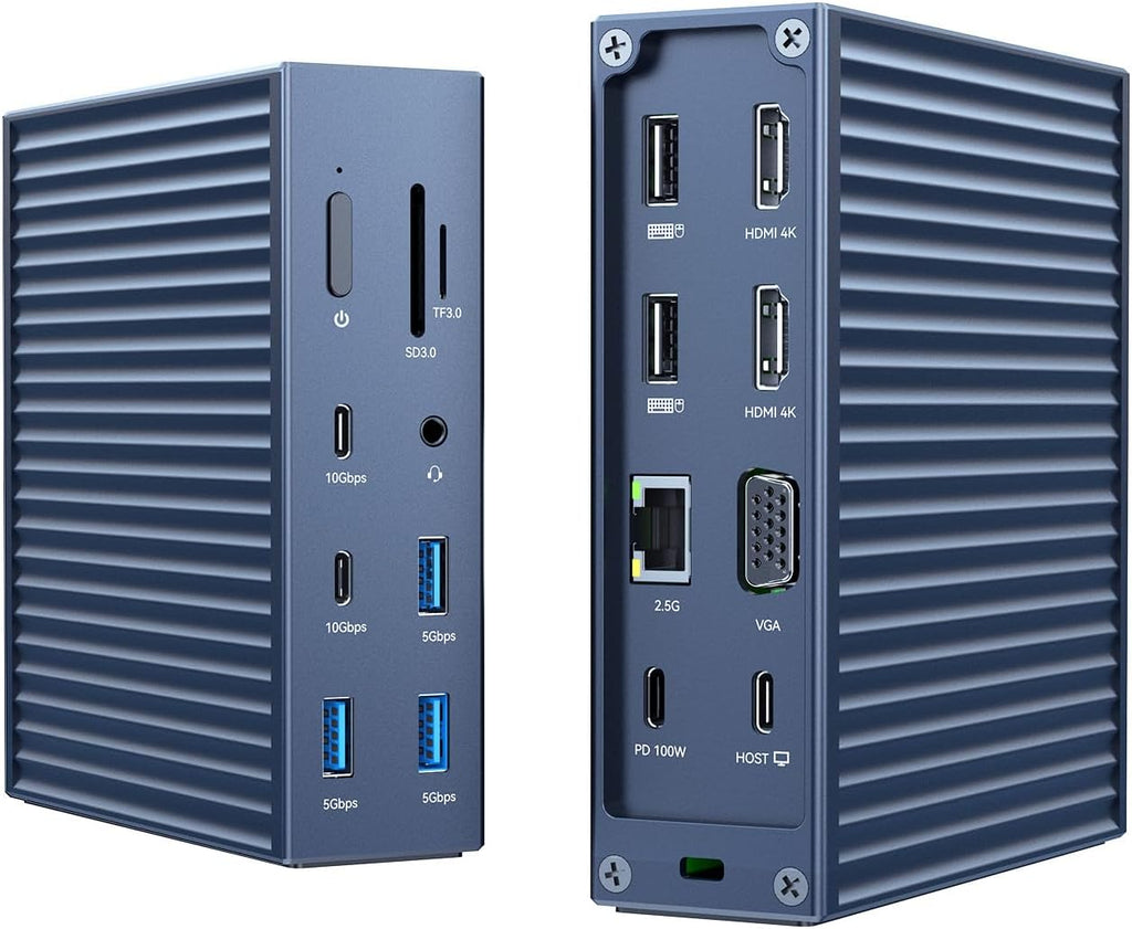 ACASIS USB C Docking Station Dual Monitor, 16-in-1 Laptpop Docking Station with 2* HDMI,VGA,2.5G Ethernet,SD/TF,10Gbps USB-C 3.1,3.5mm Audio,PD100W,USBC Hub for MacBook/Dell/Lenovo/HP/ThinkPad (Gray)