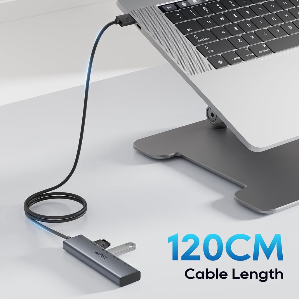 TSUPY Multi USB C USB A 3.0 Hub with 4FT Extended Cable,4 Ports Aluminium USB 3.0 Splitter,2 USB-C & 2 USB-A Ports USB Extender Hub for Laptop, PC, Flash Drive, Mobile HDD,Printer, Mouse, Keyboard