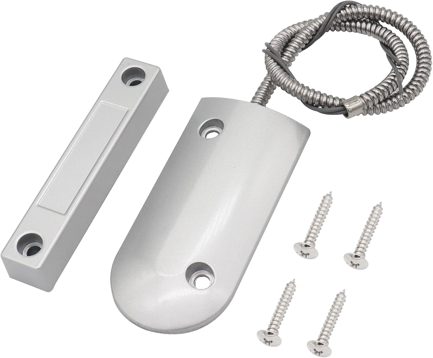 Magnetic Reed Switch Wired Surface Mount Normally Open/Closed NC/NO Contact Sensor Alarm Magnetic Door Switch with 3 Wires, Zinc Alloy Sliver, OC-60