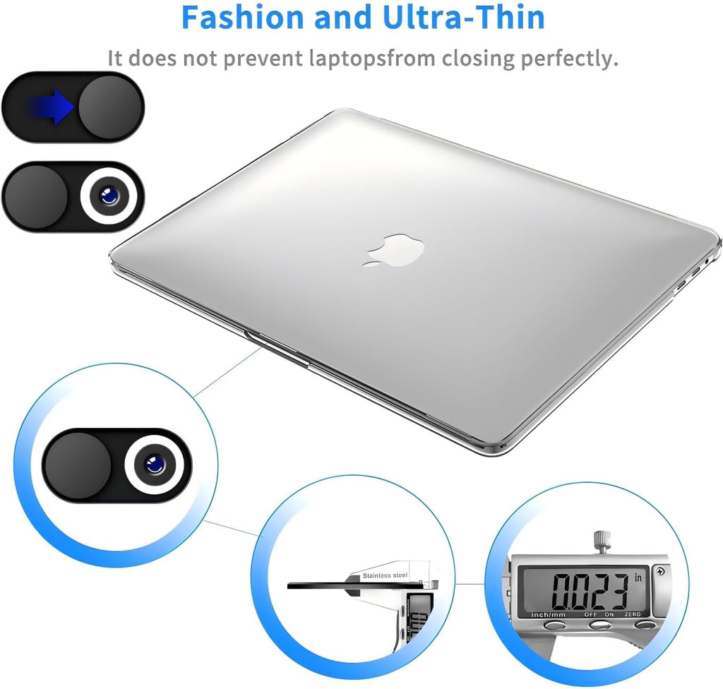 Metal Webcam Cover Slide [2 Pack Black], 0.022in Camera Cover for Laptop Computer, MacBook Pro/Air iMac iPad Tablet iPhone 16/15/14/13/12 Plus, Web Camera Blocker Protect Your Privacy
