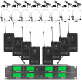 WENWEN Wireless Microphone System UHF 8 Channel 8 Lavalier Bodypacks 8 Lapel Mic 8 Headsets for Karaoke System Church Speaking Conference Wedding Party 3 Year Warranty