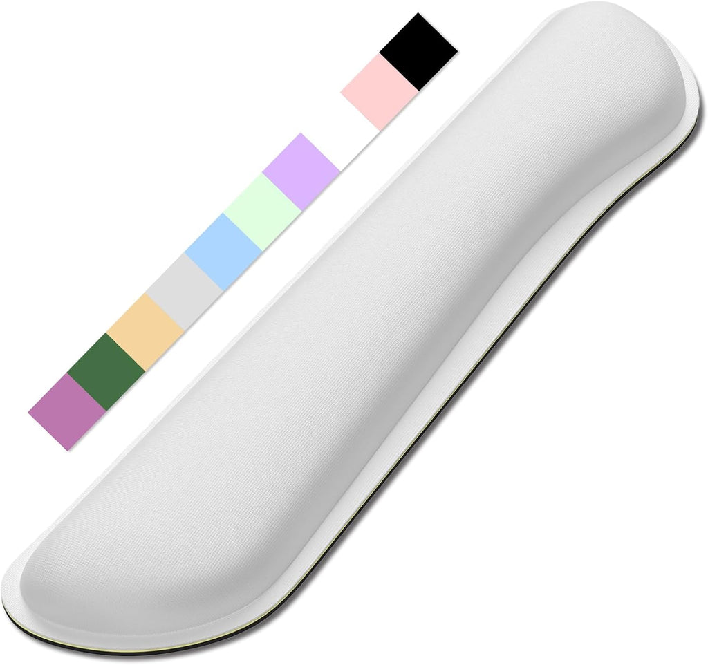 Dapesuom Enlarge Keyboard Wrist Rest, Cute Memory Foam Keyboard Wrist Cushion for Computer Desk Mats Support, Typing Pain Relief Ergonomic Mouse Pad Rests with Non-Slip Base for Gaming, Laptop, White