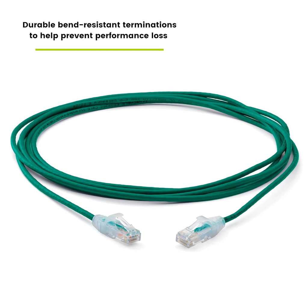 TRUECABLE Cat6 Component Rated Patch Cable, Unshielded (U/UTP), 10ft, Green, 28AWG Solid Copper, Snagless 10G High-Speed Ethernet Cable, PoE++ 4PPoE 100W, UL Listed, RoHS-3, 5 Pack