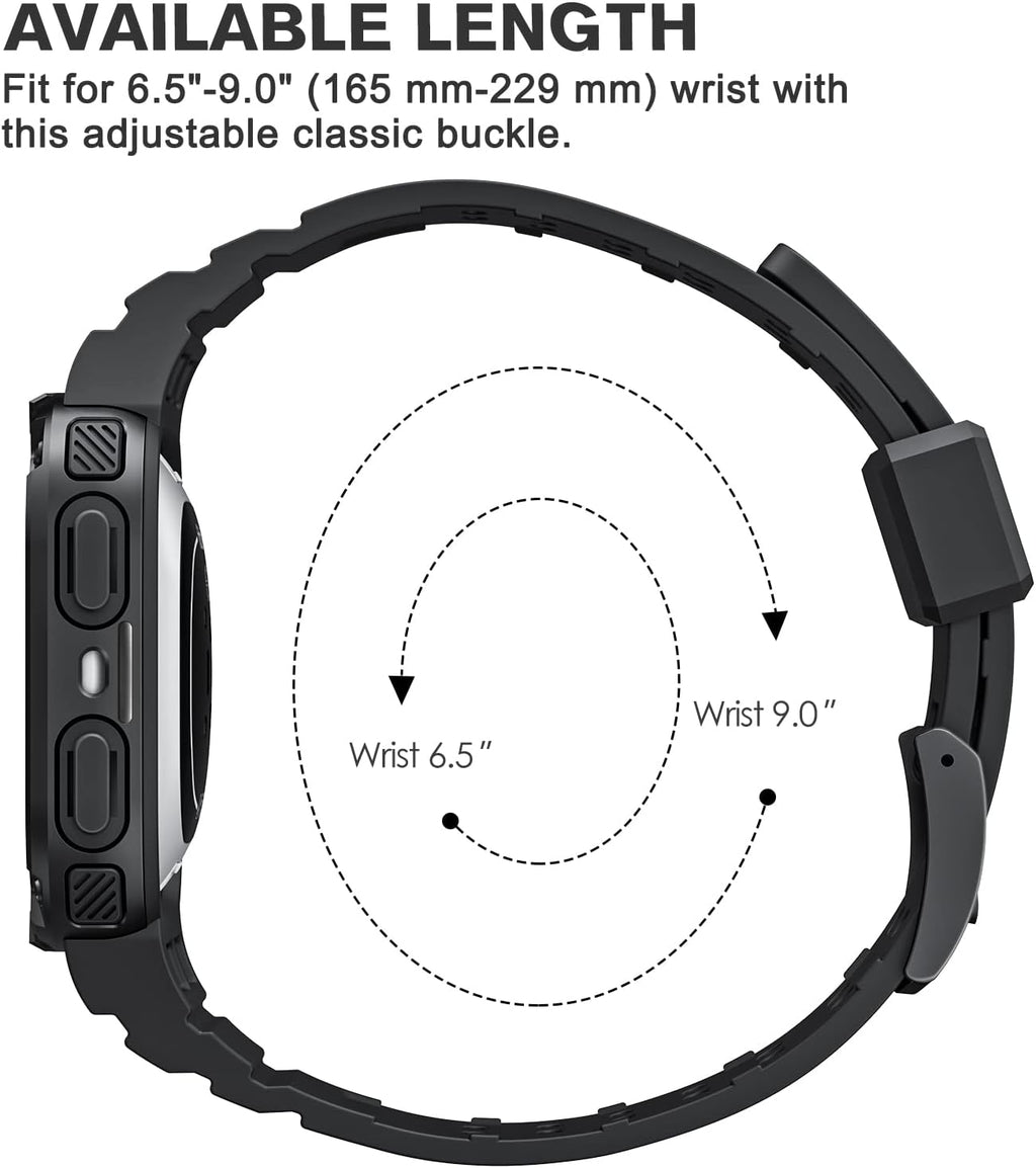 FINTIE Bands with Case Compatible with Fitbit Versa 4/3/2/1/Versa Lite/Fitbit Sense 2/Sense, Protective Case Strap Rugged Sport Band Men, Black